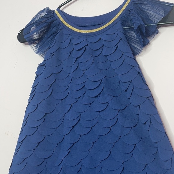 ❤️ 🆕 CAT & JACK Target Navy Nightfall Blue Metallic Gold Scalloped Dress XS - Picture 7 of 8